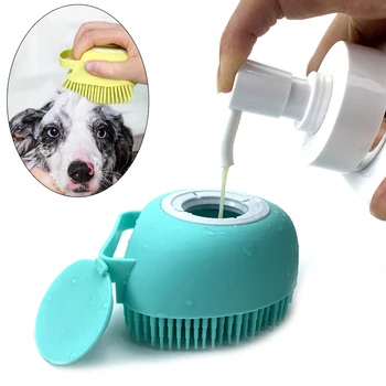 Bathroom  Puppy Big Dog Cat Bath Massage Gloves Brush Soft Safety Silicone Pet Accessories for Dogs Cats Tools Mascotas Products 1