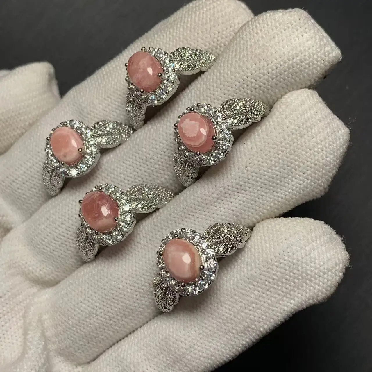 Heart Natural Rhodochrosite Ring Adjustable Female Ring Jewelry for Women Gift Wholesale High Quality Vintage Fine