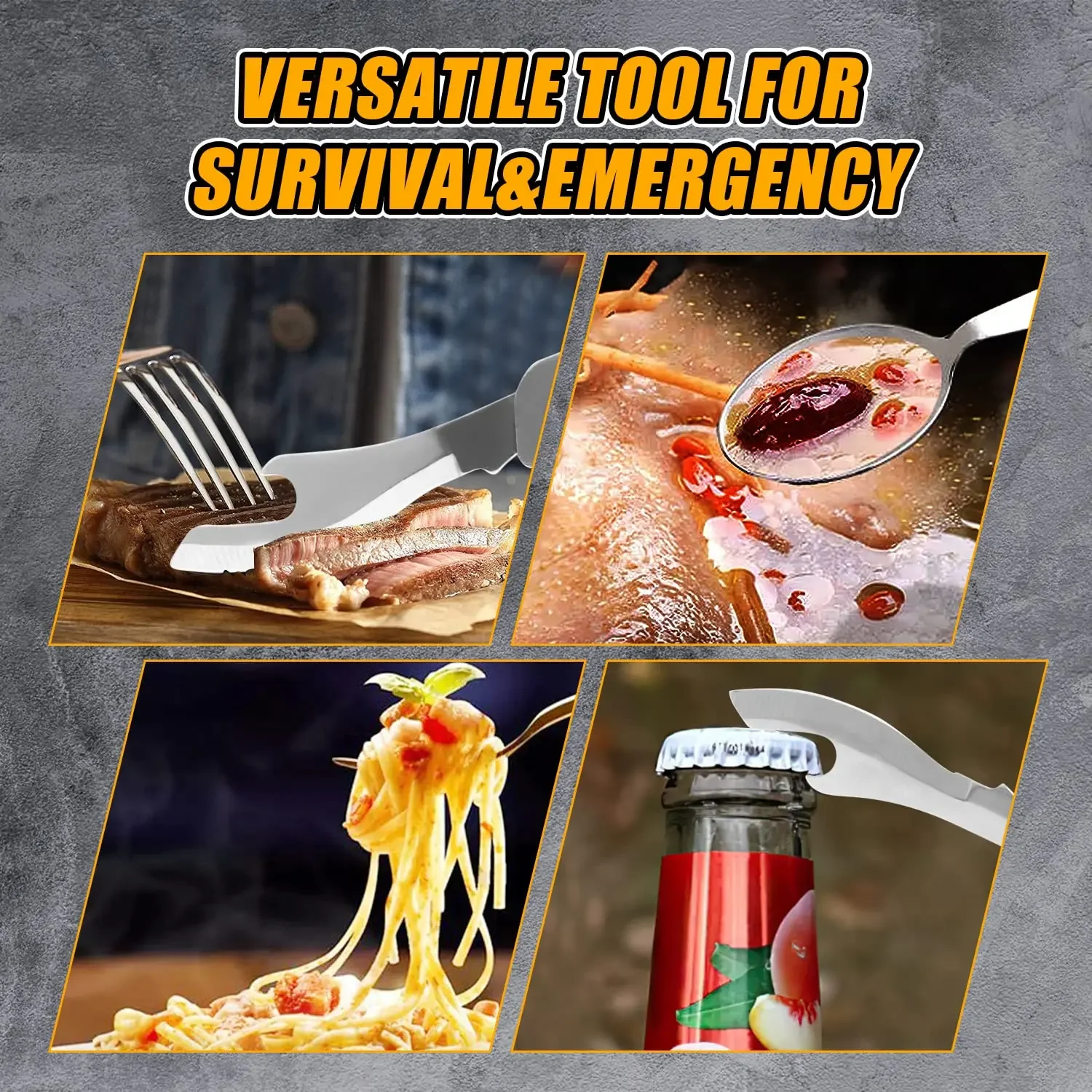 Foldable Tableware Set Camping Fork Spoon Knife 4 In 1 Foldable Tableware Set Stainless Steel Tablespoon Portable Spoon Set Bottle Opener For Outdoor