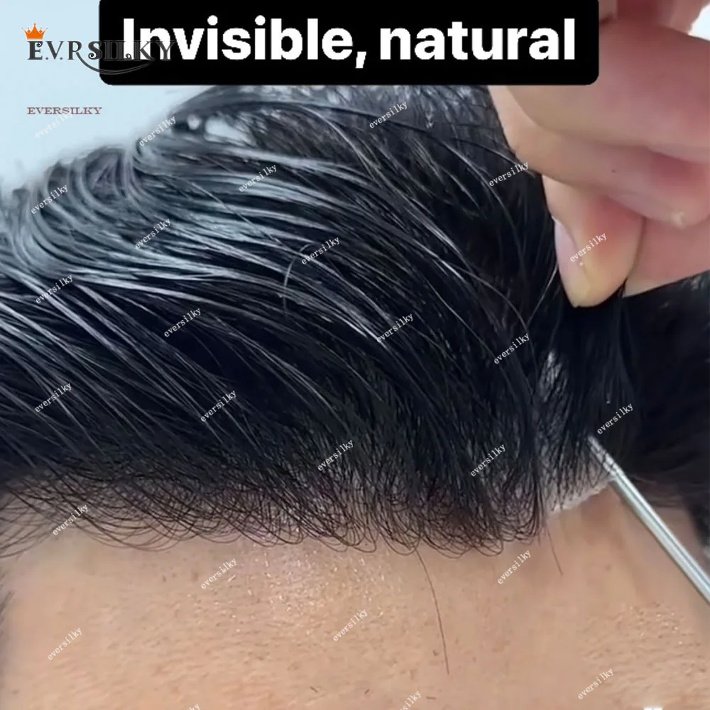 

Super Ultra Thin Skin 0.02mm Full Skin Human Hair Men's Toupee Undetected Natural Hairline Capillary Prosthesis V Loop System