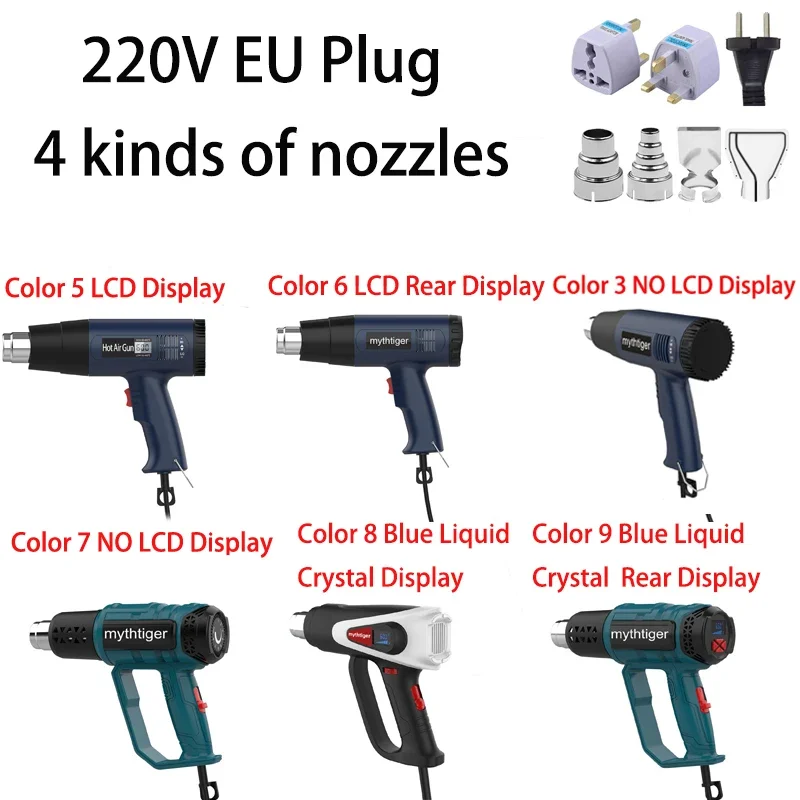 Hot Air Gun EU PLUG 2000W 220V EU Industrial Electric Thermoregulator Heat Guns Shrink Wrapping Thermal power tool