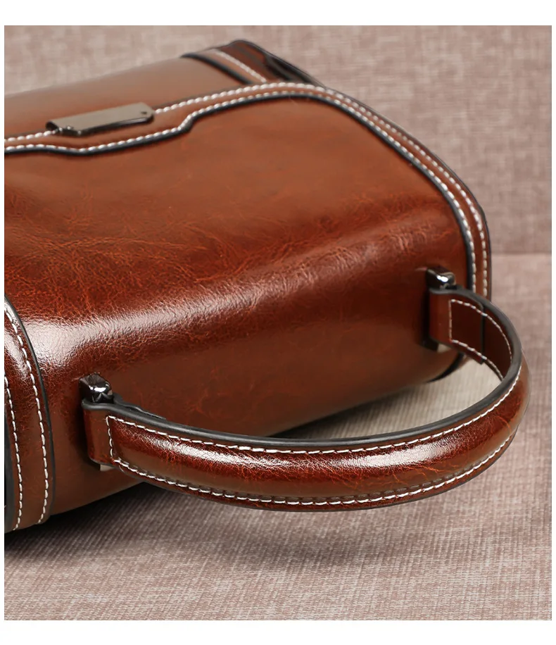 Oil Wax Cowhide Leather Women's Handbag 2024 New Crossbody Bag Lady Commuter Summer Bag Handbill Shoulder Messenger Bags 4