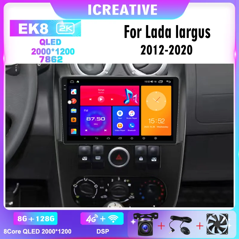 

2K QLED For Lada Largus 2012-2020 GPS Multimedia Player 4G WIFI Android Car Radio Navigation Stereo Auto Carplay Autoradio