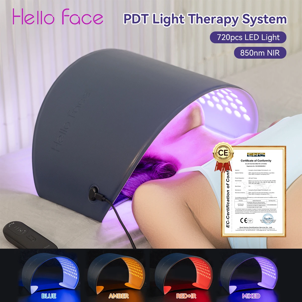 Hello Face 850nm Near Infrared PDT Light Therapy System 720 Light Sources LED photon beauty device LED Face Mask Body Skin Care