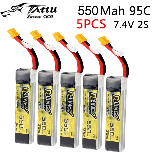 【2個セット】Tattu R-Line1.0 6S 95C 5100mAhリポ Tattu 5100mah 6S 95C 22.2V R-Line Lipo Battery with AS150 Plug