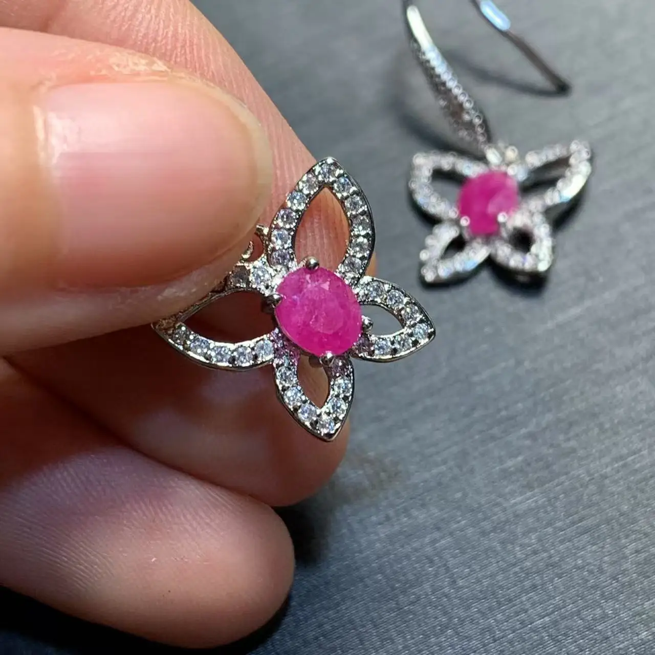 Natural Ruby Hoop Earrings For Women Stainless Steel Earrings Simple Fine Jewelry Stone Gemstone Classic Style Gift