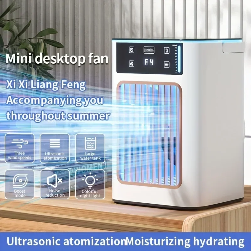 Mini Desktop Humidifying Air Conditioner Fan Usb Rechargeable Portable Desktop Mist Spray Cooling Fan for Home, Dorm, or Office