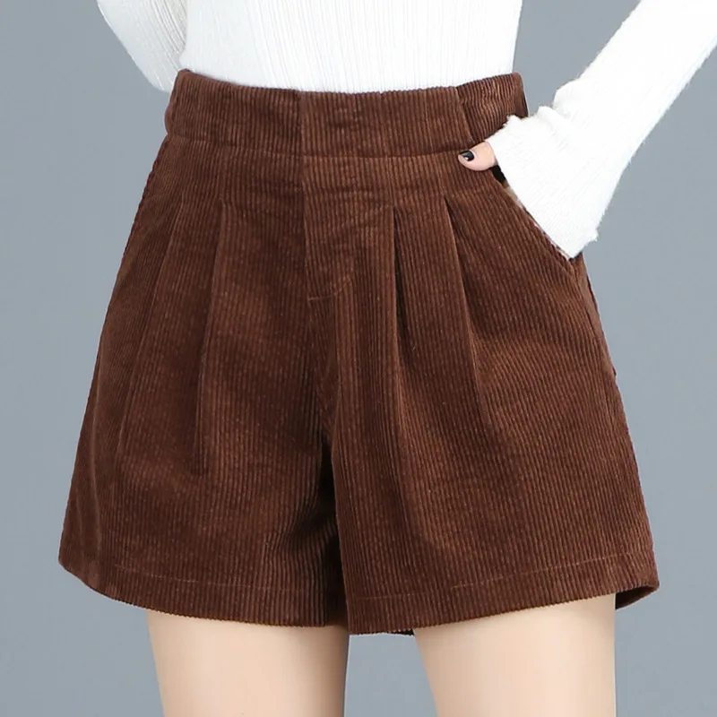 Wide Leg Pleated Corduroy Shorts 
