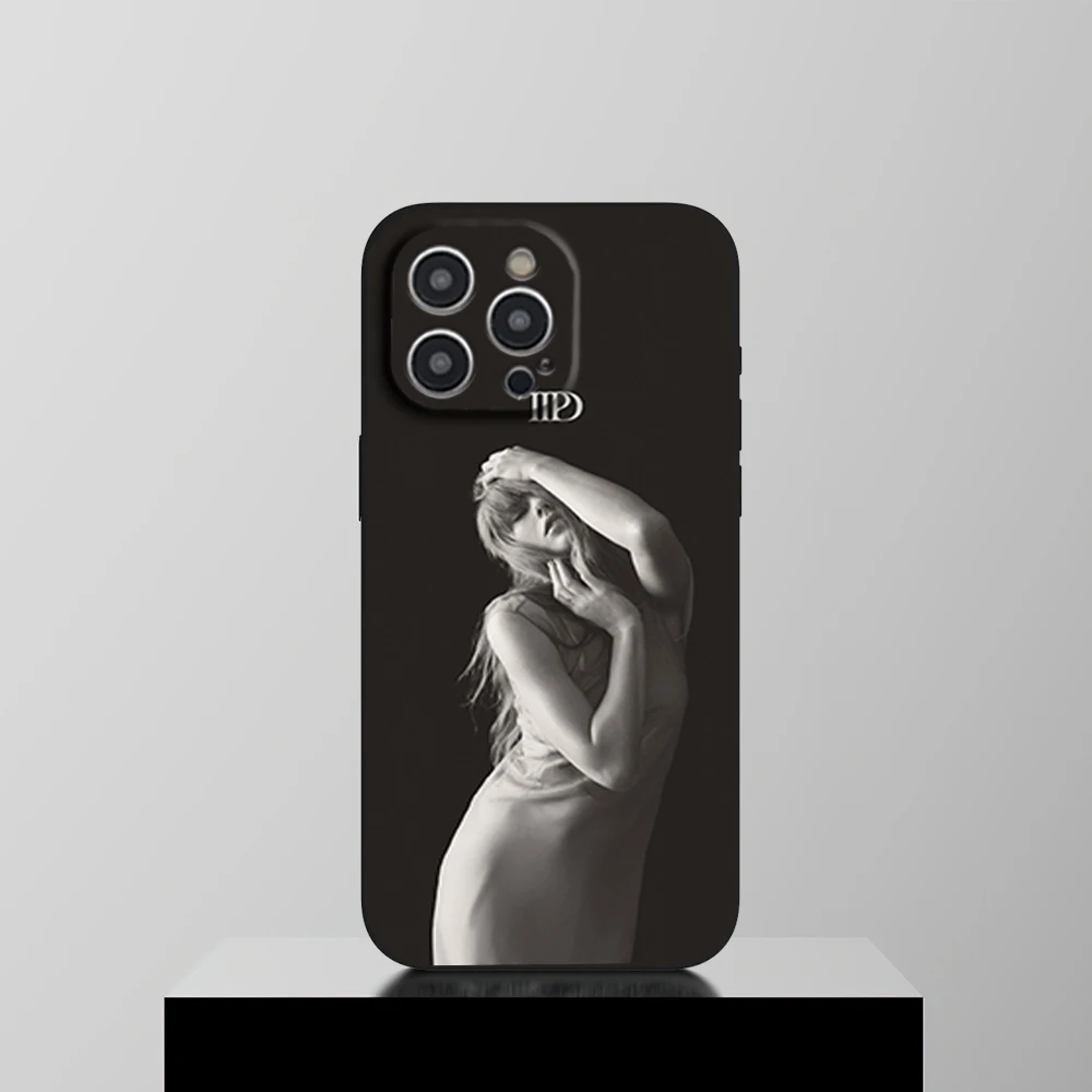 thumbnail image 1 of Funda para teléfono Singer T-Taylor TTPD S-Swifts para iPhone 16 11 12 13 14 15 Pro Max Plus, carcasa blanda negra, 1 of 5