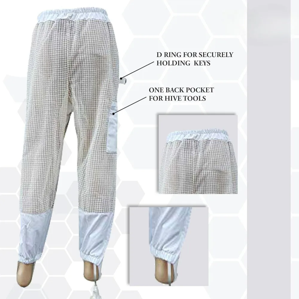 Protective Clothing Beekeeping Pant Ventilated Three Layer Mesh with Leg High Zippers & Pockets Beekeeping Supplies