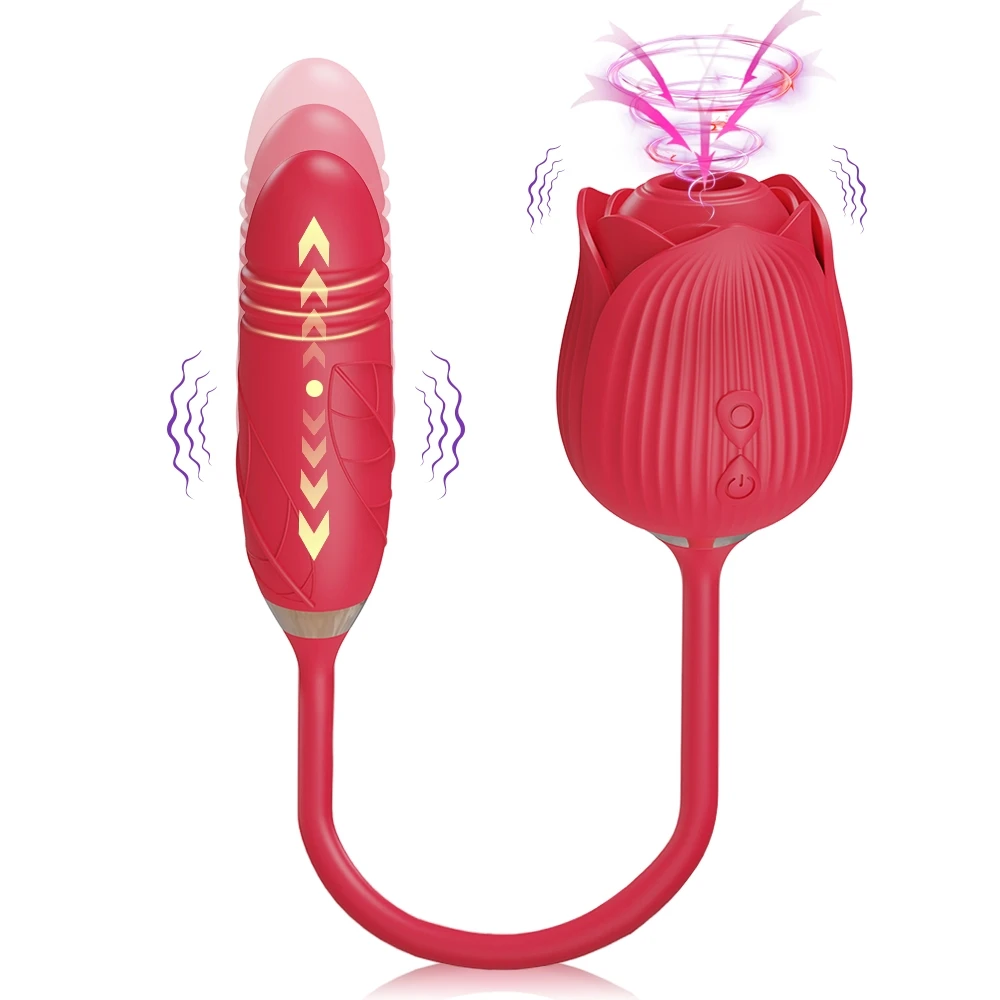 Rose-sex Spielzeug Vibrator für Frauen Klitoris Stimulator Oral Nippel Massagegerät Stoßdildo 2 in 1 Saugen Erwachsene Sex Produkte