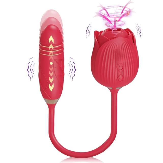 Rose-sex Spielzeug Vibrator für Frauen Klitoris Stimulator Oral Nippel Massagegerät Stoßdildo 2 in 1 Saugen Erwachsene Sex Produkte