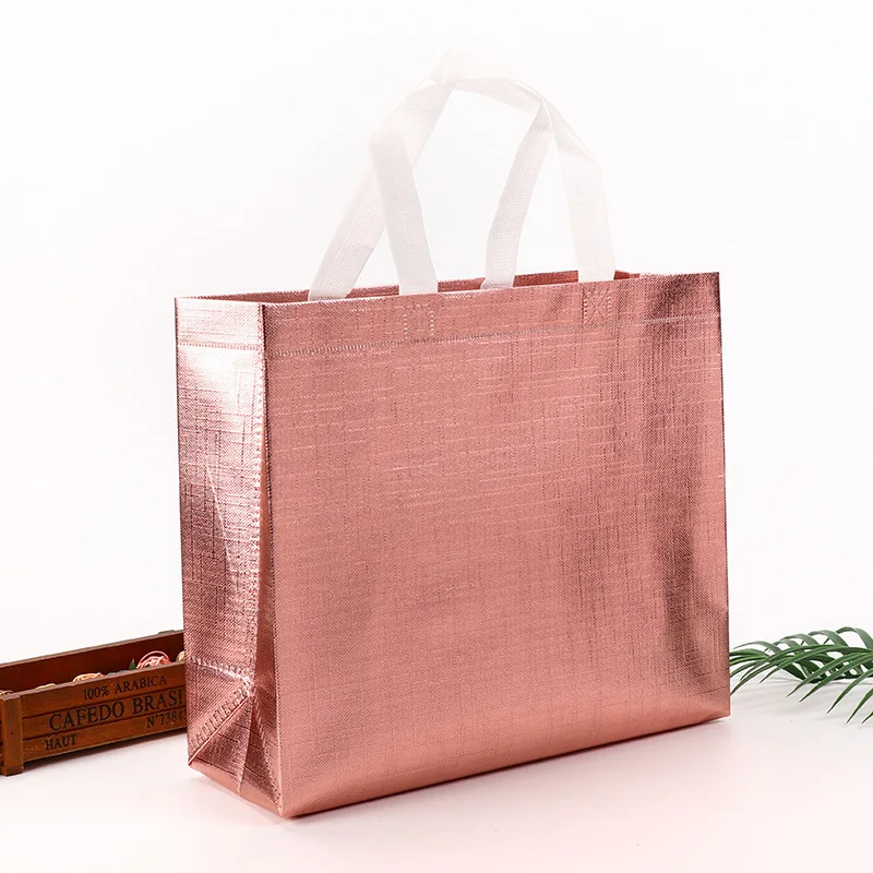 StoBag 10pcs Blue Silver Non-woven Tote Shopping Bag Fabric Portable Waterproof Storage Reusable Pouch Custom Logo(Extra Fee) 3