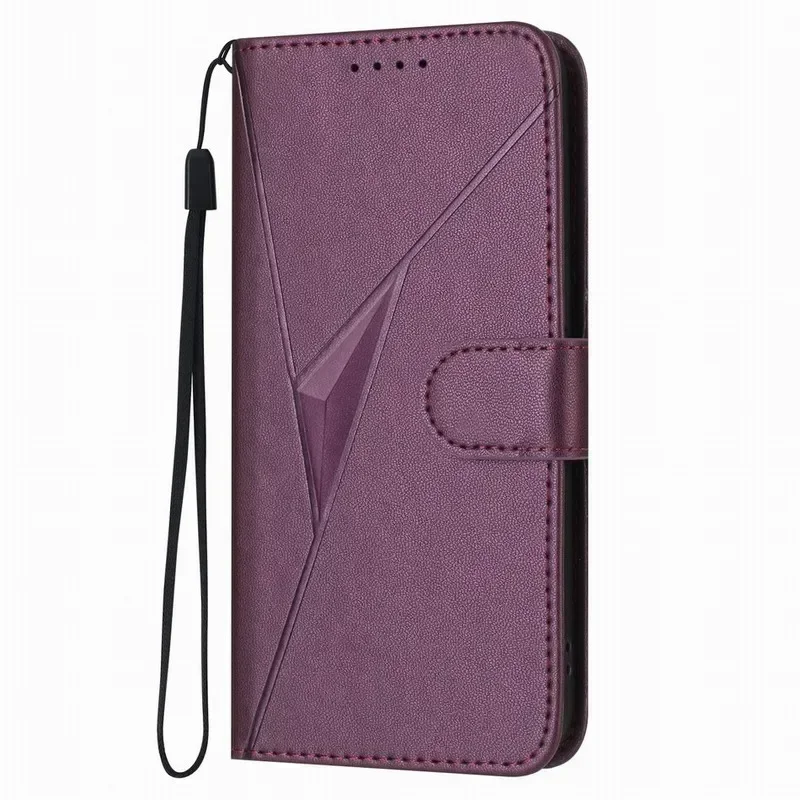 3D Triangle Wallet Phone Cover with Card Slots and Stand Feature #NIB