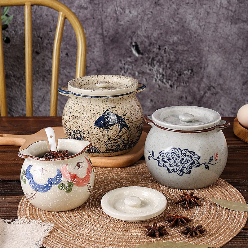 Chinese Ceramic Antique Seasoning Bottle Pot Salt Pot Lard Liquid Pepper High Temperature Oil Tank Kitchen
