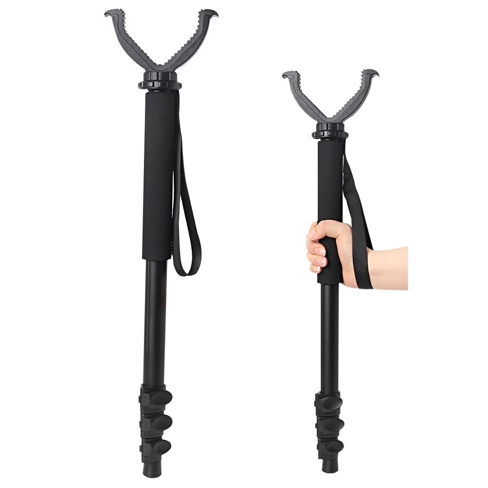 Hunting Monopod Hunting Shooting Rack Aluminum Alloy Hunting Stand Adjustable Height Monopod Portable Shooting Stick Accessories Anti-lost Wristband