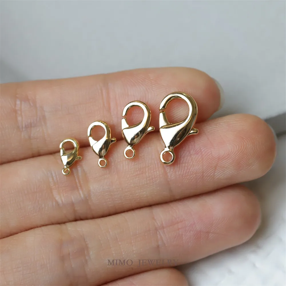 

14K Gold Copper Plated Real Gold Lobster Clasp Necklace Bracelet Connection Buckle DIY Handmade Basic Accessories M-634