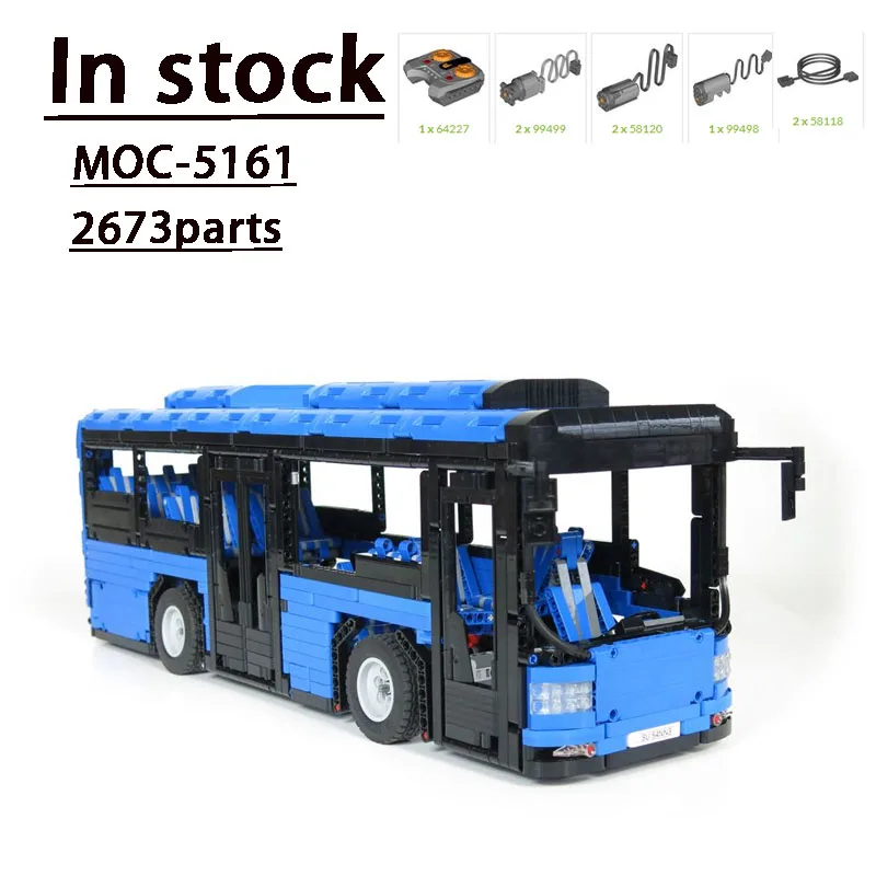 Moc-5161 Rc Electric Motorizzato Bus Assembly Stitching Building Blocks Modello #2673 Parts -Adult Kids Birthday Custom Toy Gift