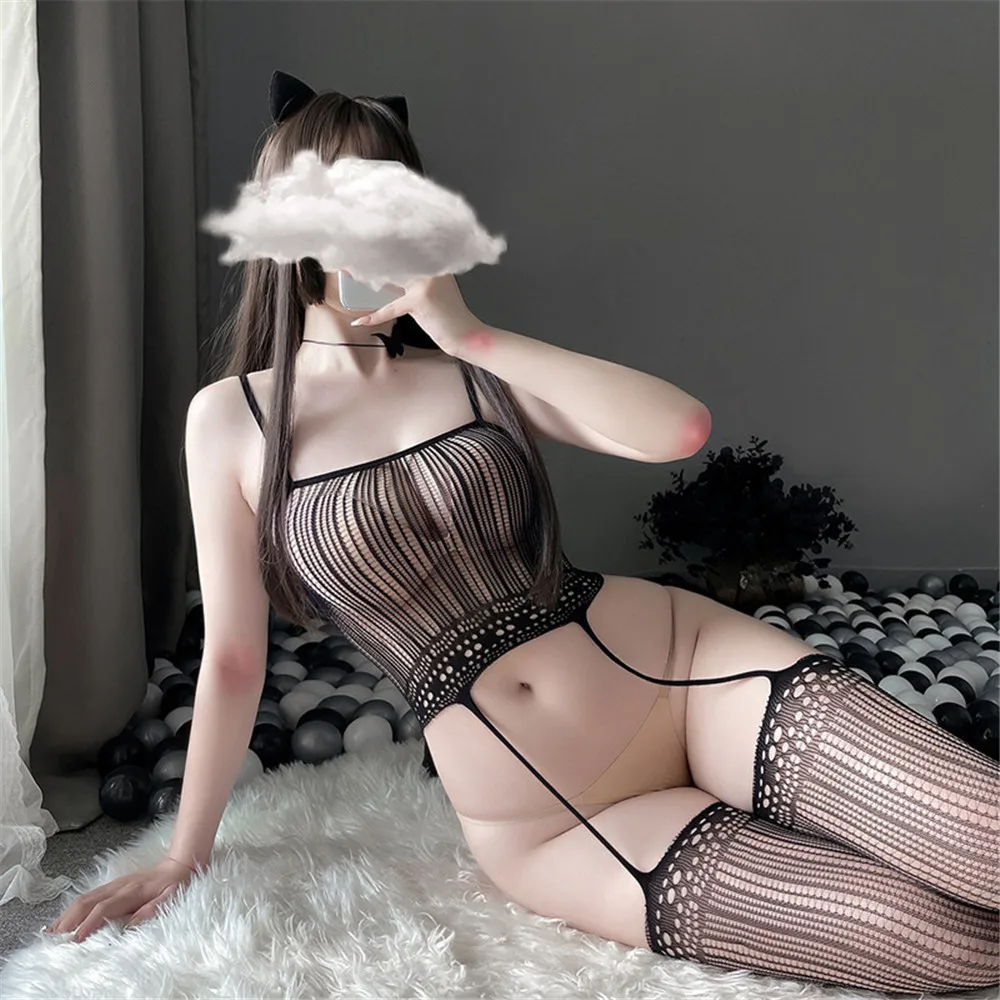 Slips hot intimate black mesh full body underwear women sexy lingerie erotic sleepwear porno costumes