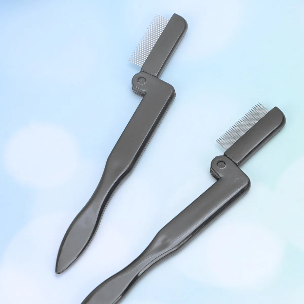 4Pcs 스테인레스 스틸 눈썹 빗 접이식 금속 치아 디자인 간편한 휴대 여행용 플라스틱 손잡이 눈썹 손질 도구