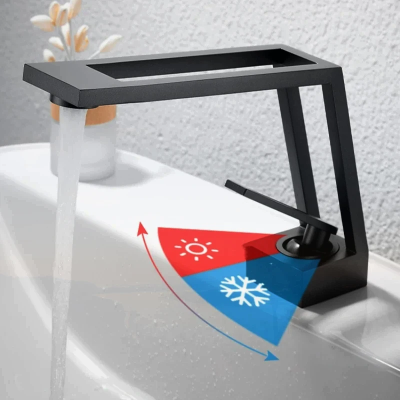 

Hollow out Design Basin Faucet Deck Mounted Single Handle Cold Hot Water Sink Mixer Bathroom Faucet Crane Tap