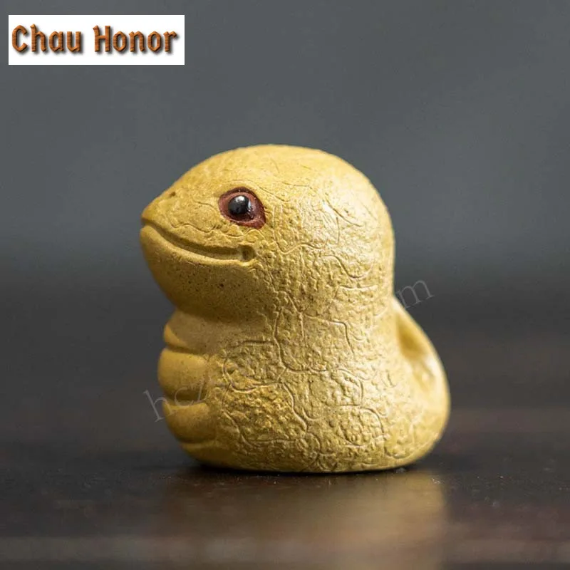 Chinese Purple Clay Tea Pet Zodiac Snake Baby Tea Figurine Ornaments Handmade Sculpture Crafts Chinese Tea Set Decor Accessories