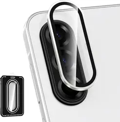 Enhanced Metal Ring Tempered Glass Camera Lens Protector Cover - Premium Phone Protection Accessory (Silver)