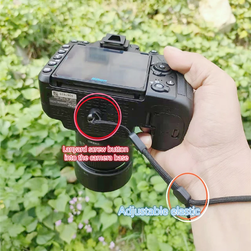 나일론 조정 가능한 카메라 손목 스트랩, 스트링 안전 분실 방지 핸드 랜야드 로프 코드, 1/4 인치 핸들 카메라 나사 포함