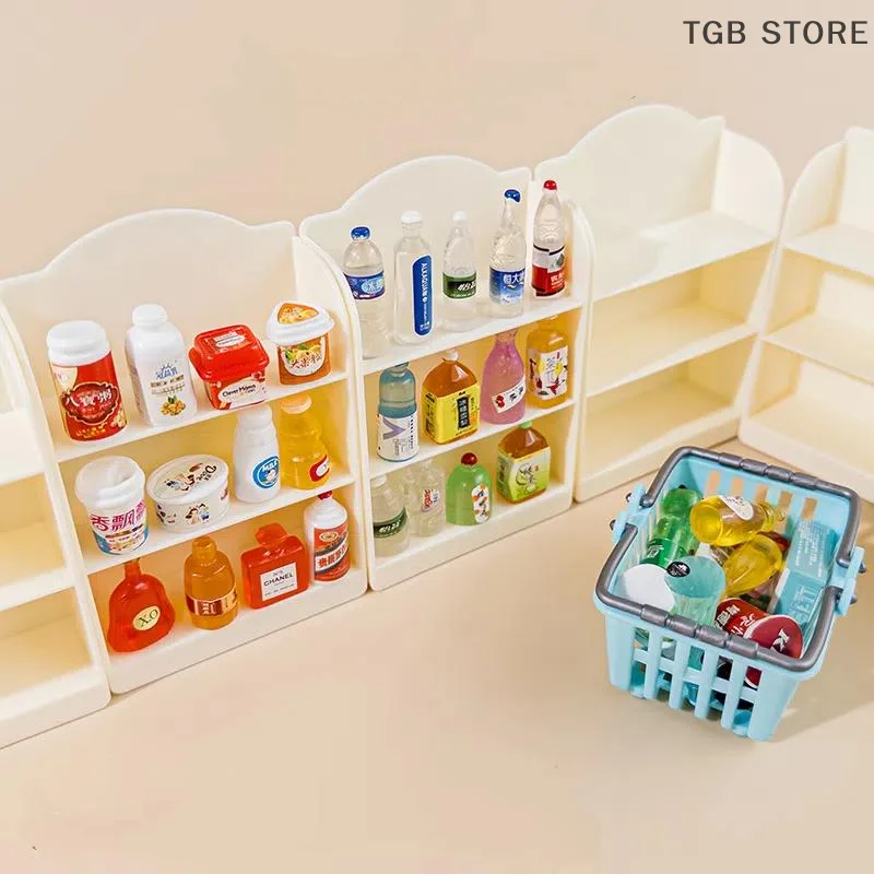 Miniature Supermarket Shelf Display Stand 1/12 Dollhouse Storage Rack Scene Decor Toy For Doll House Accessories