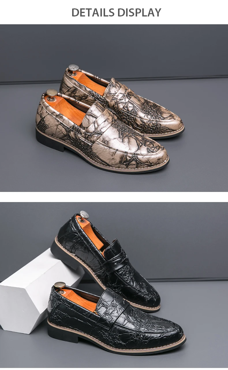 Neue schwarze lässige Herren-Loafer, Modedesigner, neuer Stil, Büro, Freizeit, Business, Party, Erwachsene, Nachtclub-Schuhe, Übergröße 38–46 – Detail 4