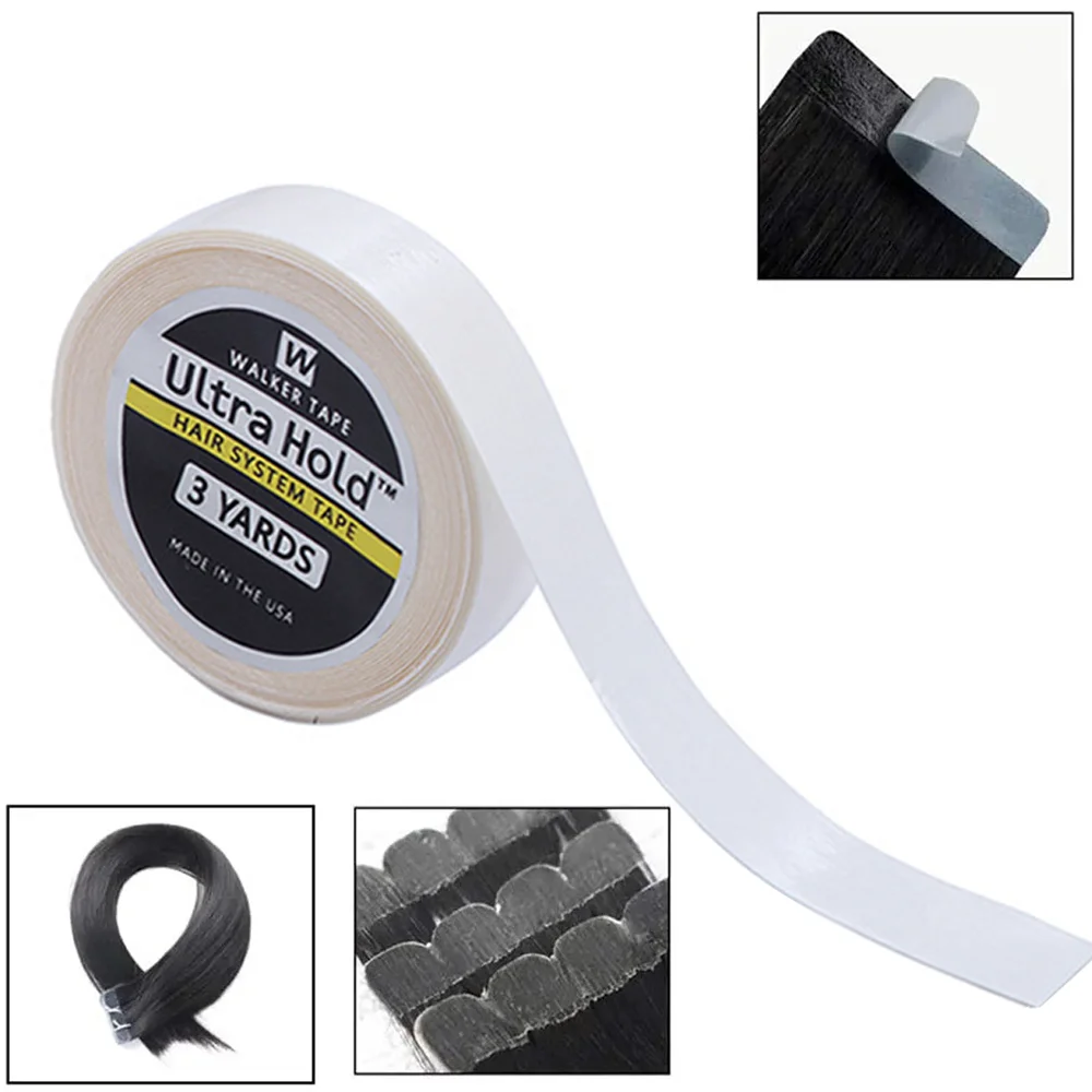 Cinta de encaje Ultra sujeta para pelucas, impermeable, fuerte, doble cara, reemplazo de pelucas, tupé, blanco, 3 yardas