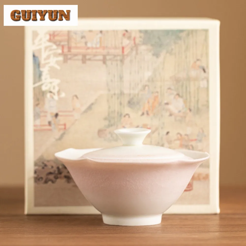 70ml Kiln Fambe Glaze Handmade Cover Bowl Chinese Style High-end Hat Gaiwan Ancient Tea Tureen Tea Maker Items Decoration