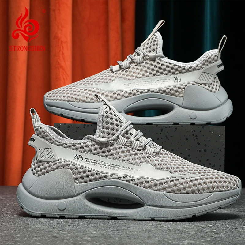 Strongshen Summer Men Fashion Sneakers Mesh Scarpe Da Corsa Traspiranti Scarpe Casual Da Uomo Scarpe Sportive All'Aperto Zapatillas De Hombre