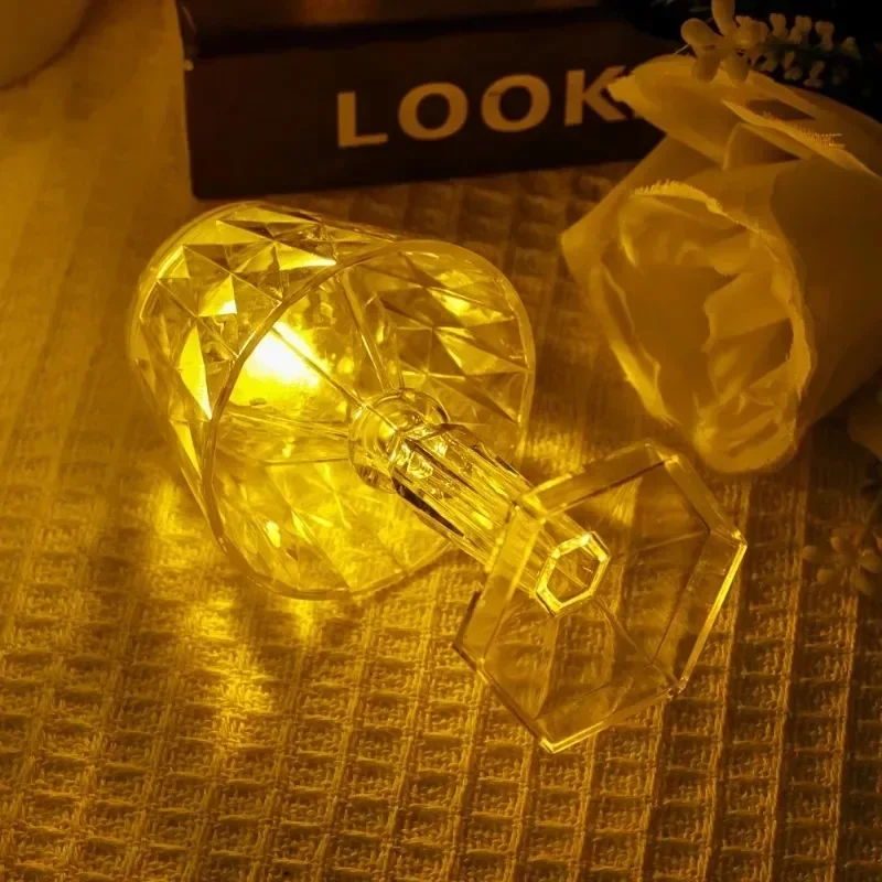 LED Portable Night Lights Acrylic Crystal Light Bedroom Decoration Nightlight Kids Gift for Home Wedding Xmas Festival Decor