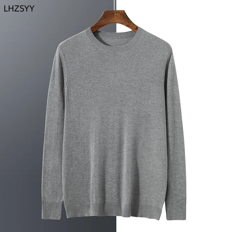 LHZSYY High-end Thin 85%Mulberry silk 15%Cashmere Sweater New Long-Sleeve Pullover Men' Business Leisure Worsted Knit Base Shirt 5