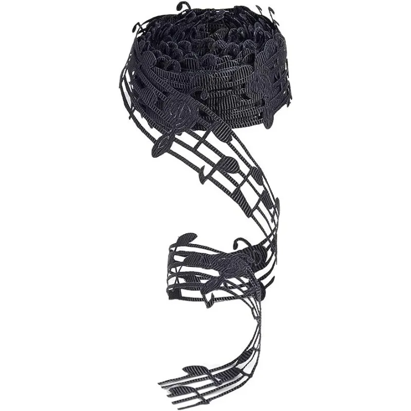 Music Note Ribbon 20 Yard Music Party Decoration 30mm Rock and Roll Party Decorations Hollow Cut Out Note Clothing Trim music note ribbon