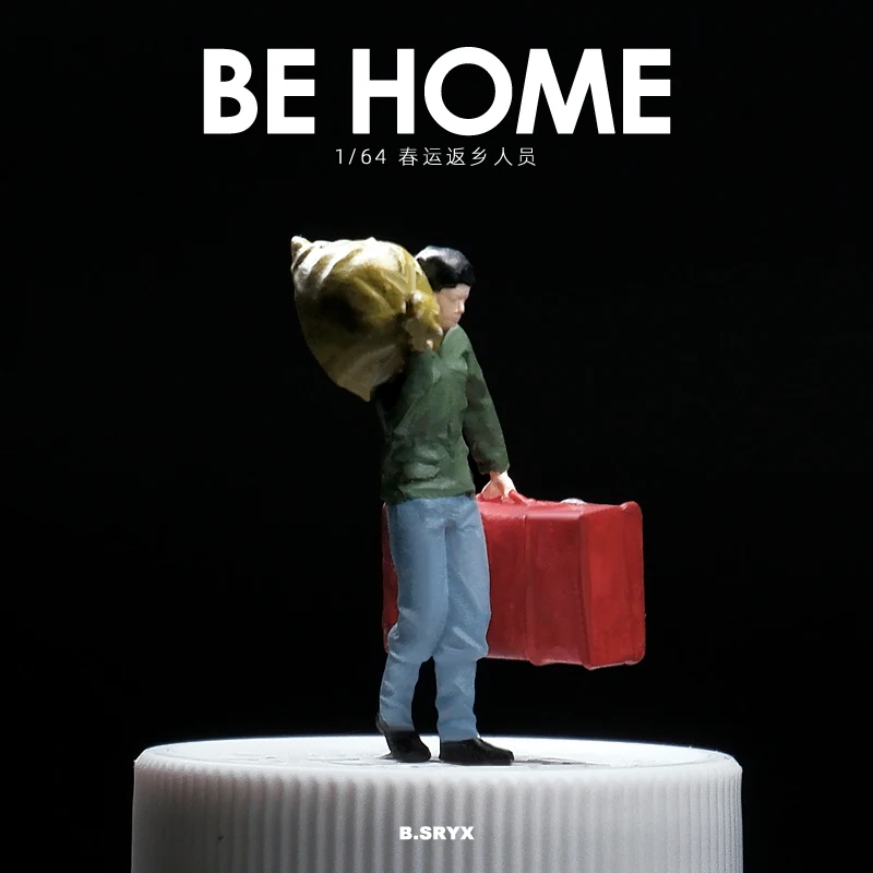 

Resin Hand Painting 1/64 Man Backpack Suitcase Miniature Figure Model Props Creative Photography Display Collection Decoration