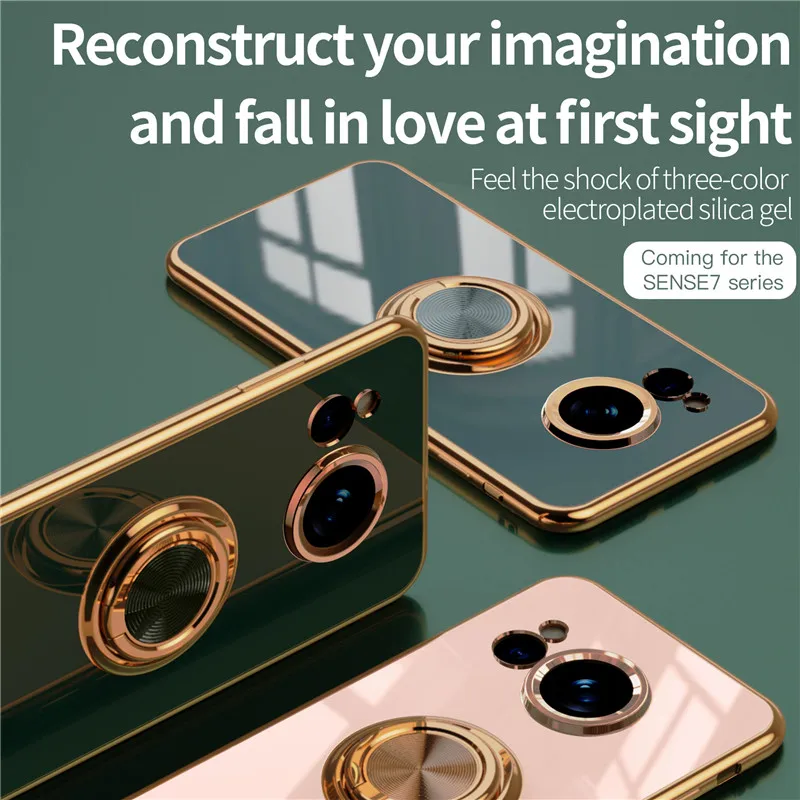 Magnetic 6D Plating Silicone TPU Case with Ring and Stand