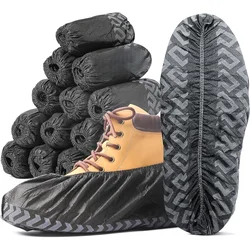 Disposable Non - Slip Breathable Shoe Covers - Durable Fabric - 50PCS (BLACK)