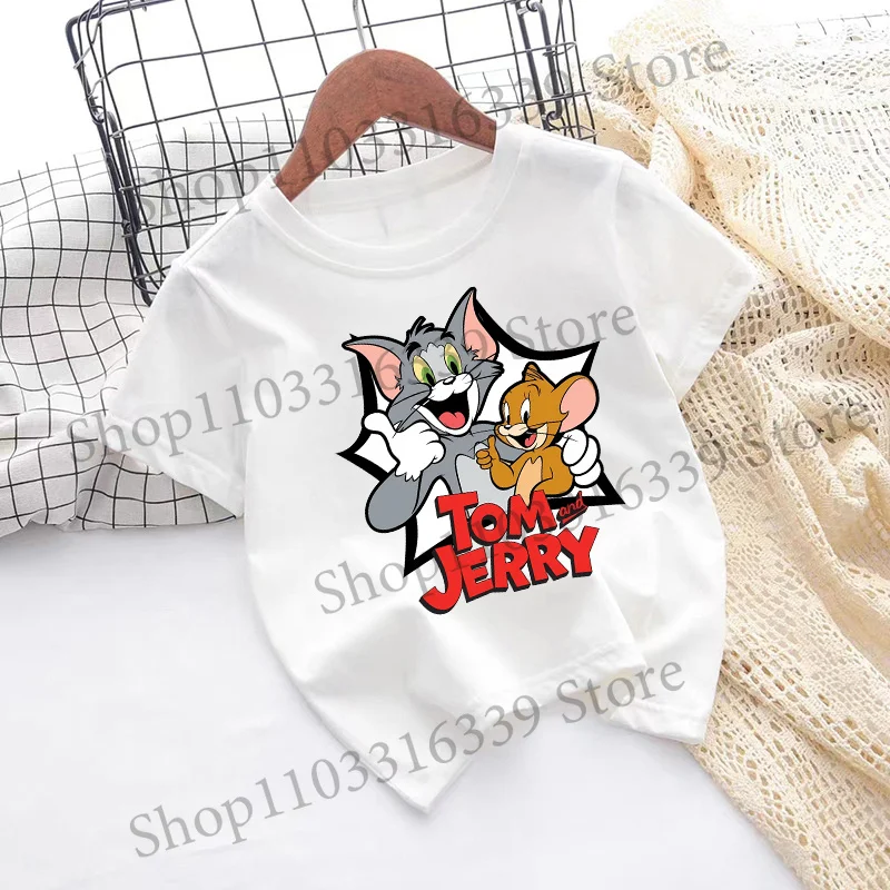 Children's Tom and Jerry Short Sleeve Casual Summer T-Shirt - Fashionable Birthday Gift