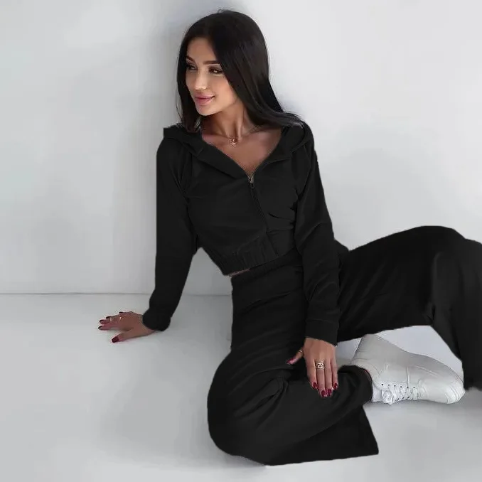 thumbnail image 1 of Conjunto de 2 piezas de sudadera y pantalón deportivo con capucha para mujer 2024, 1 of 5