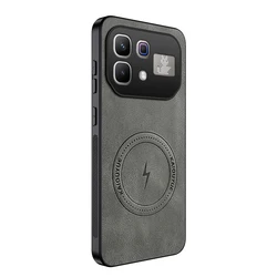 Vintage Business Sheepskin Leather Magnetic Phone Case Cover for IN Note 50 Pro Plus (Grey)