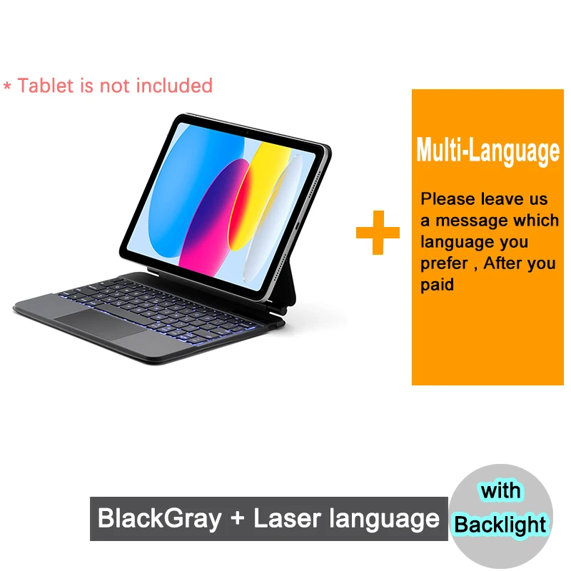 لوحة مفاتيح بلوتوث سحرية لجهاز iPad A16 11 بوصة 2025 الجيل العاشر 2022 10.9 حافظة كمبيوتر لوحي لوحة مفاتيح عربية إسبانية فرنسية