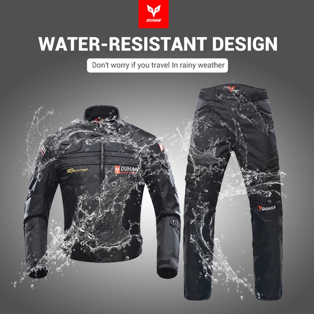 DUHAN 오토바이 재킷, 방한 모토 및 보호대 오토바이 바지, 모토 세트 투어링 의류 보호 기어 세트, 가을 겨울