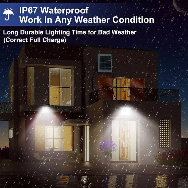 300W LED Solar Street Lights Outdoor Flood Lamps Waterproof Spotlight Emergency Lighting Dusk To Dawn Wall Light For Yard Garden 4