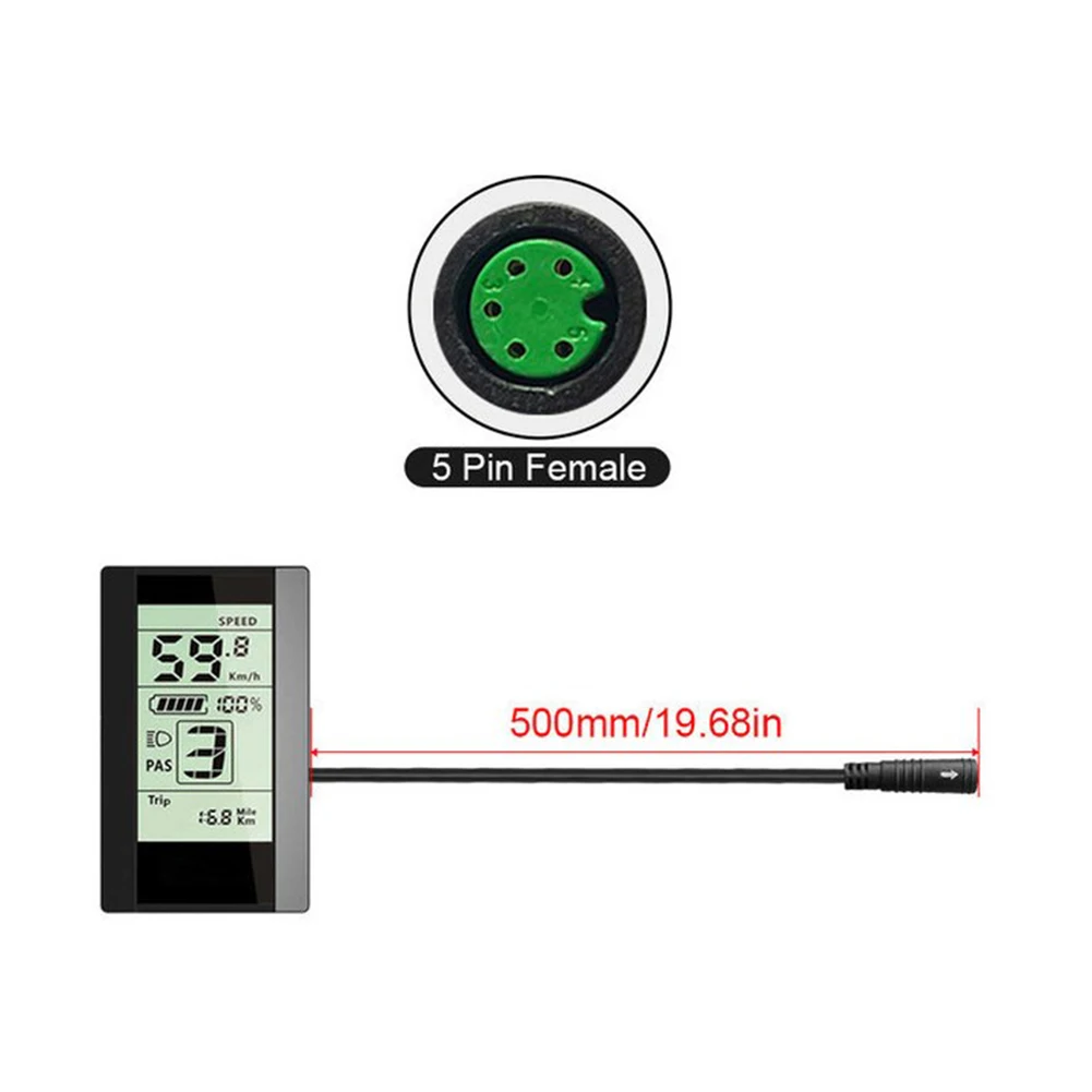 바팡 전기 자전거 모터용 800S LCD 계기판은 속도, PAS 레벨, 주행 거리 및 시스템 표시기를 표시합니다.