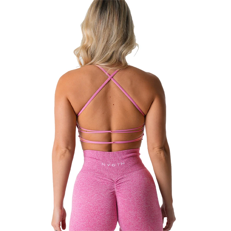 NVGTN Invincible Seamless Bra Women Sports Brasieres Sweat Wicking Gym  Cropped Top Fitness Clothing Criss Cross Bralette Padding