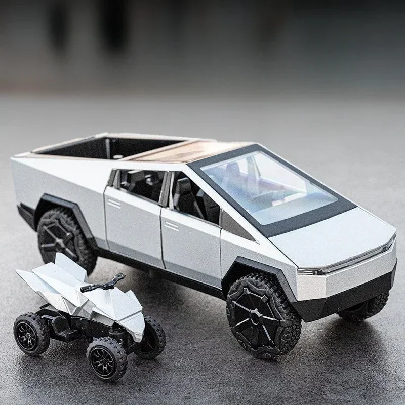 1/32 Tesla Cybertruck Pickup Model S Model X Model Y Toy Car Diecast Metal Off Road Collection Pull Back Sound Light Gift Boy 4