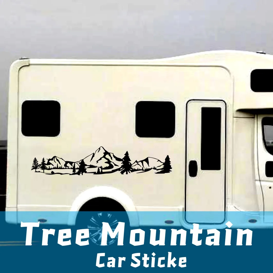 

Car stickers Waterproof 150cm Tree Mountain Car Decor PET Sticker Auto Decal For SUV RV Camper Offroad Auto Fashion Decal