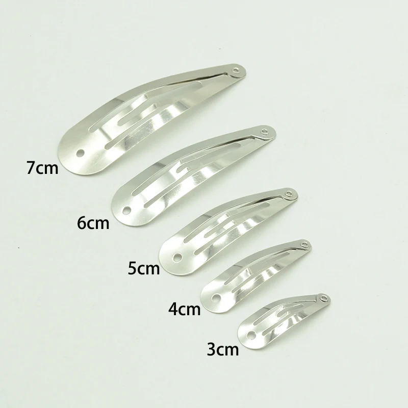 

3cm 4cm 5cm 6cm 7cm Tear Drop Hole Metal Snap Hair Clip for Women Girls Plain Hairpins DIY Hair Accessories Eco-friendly